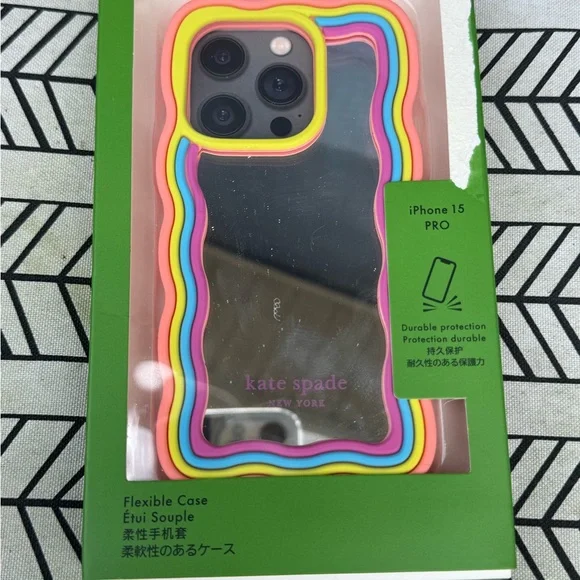 kate spade Multicolor Rainbow Wave iPhone 15 Pro Case - Picture 2 of 4